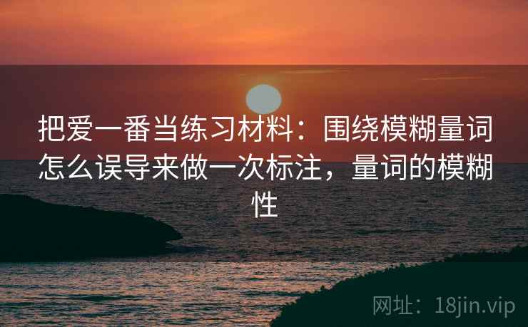 把爱一番当练习材料:围绕模糊量词怎么误导来做一次标注,量词的模糊性 把爱一番当练习材料:围绕模糊量词怎么误导来做一次标注,量词的模糊性